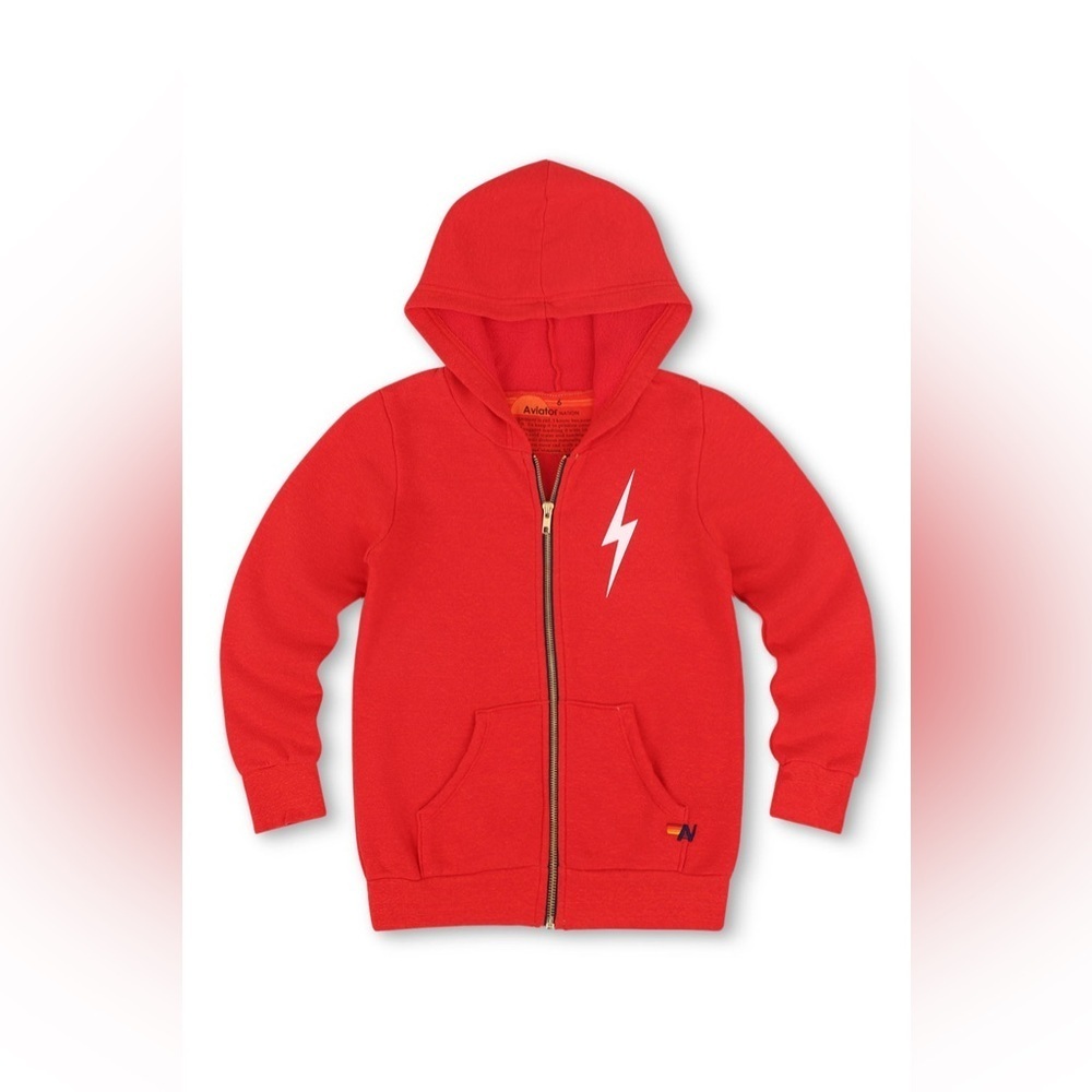 Aviator Nation Lightning Bolt Zip Hoodie — NWT Red | Youth 14 Fits Women’s XS/S